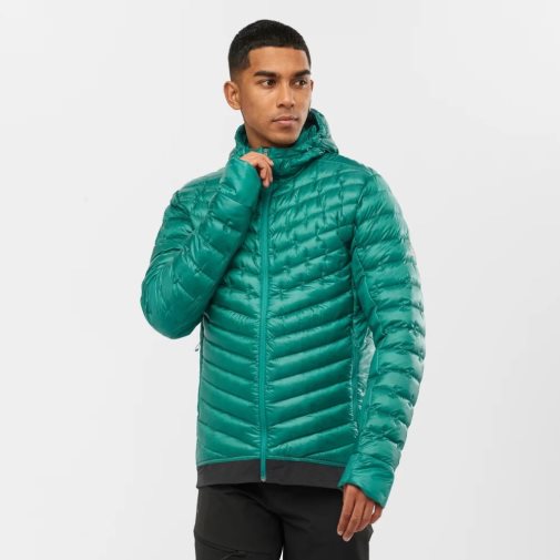 Green Salomon Outline Down Men's Insulated Jackets | IE WF4352